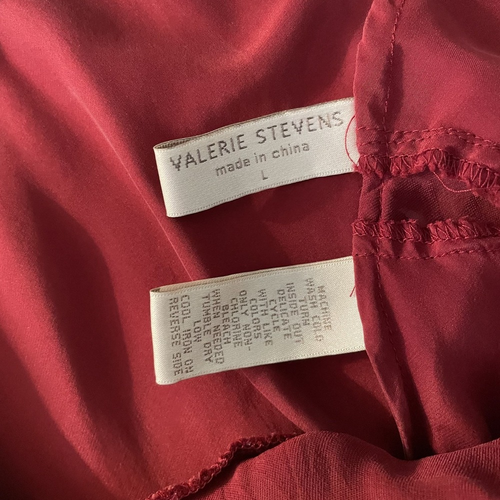 VTG 100% Silk Babydoll Slip Dress Wine Size L Tie Back Burnout Velvet Romantic - Picture 3 of 11